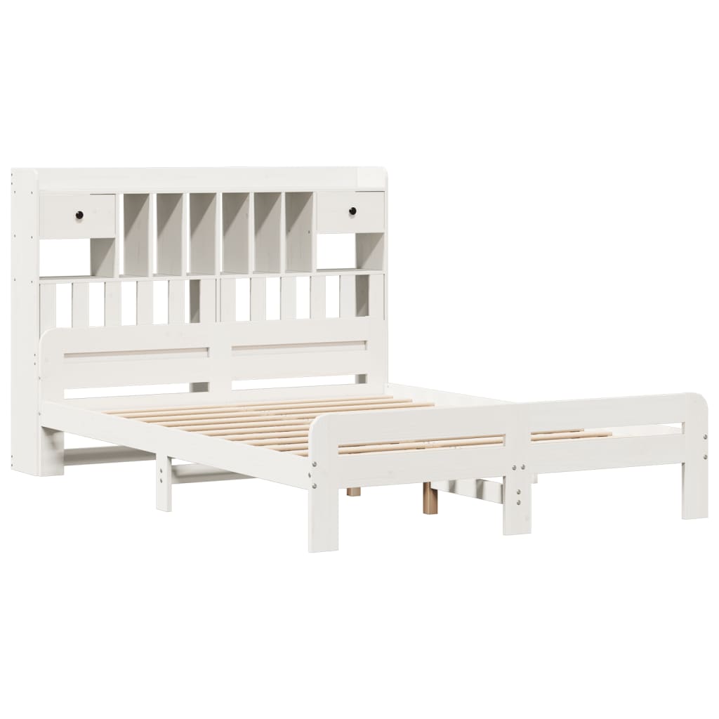 Bookcase Bed without Mattress White 140x200 cm Solid Wood Pine