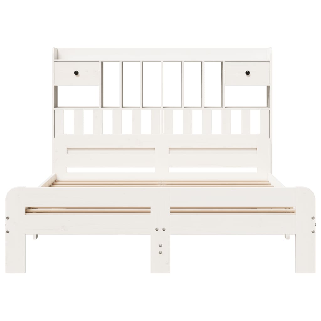 Bookcase Bed without Mattress White 140x200 cm Solid Wood Pine