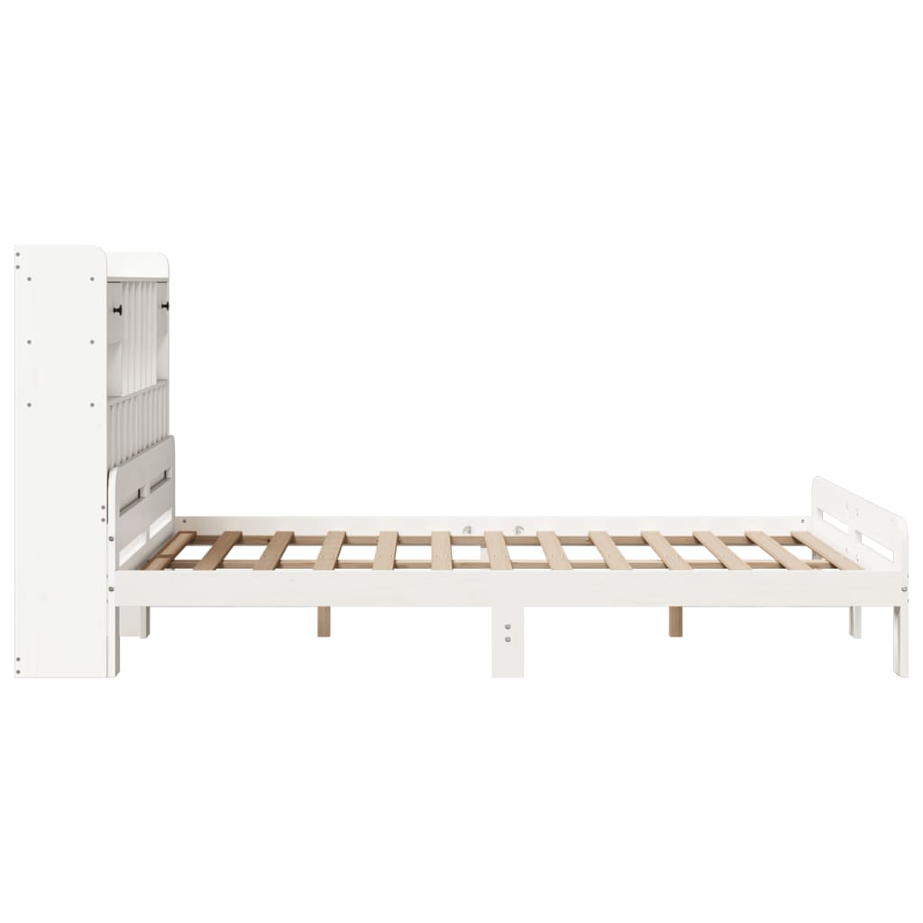 Bookcase Bed without Mattress White 140x200 cm Solid Wood Pine