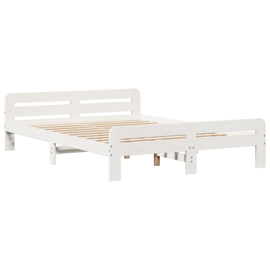 Bookcase Bed without Mattress White 140x200 cm Solid Wood Pine