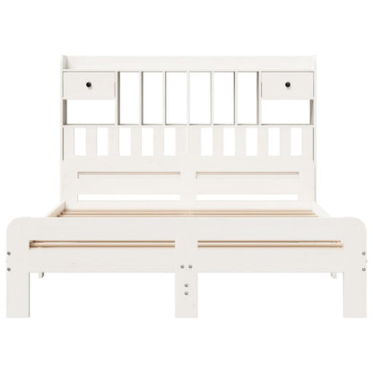 Bookcase Bed without Mattress White 140x190 cm Solid Wood Pine