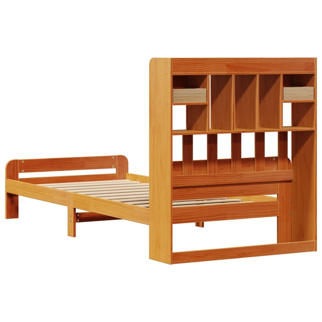 Bookcase Bed without Mattress Wax Brown 75x190 cm Small Single Solid Wood Pine