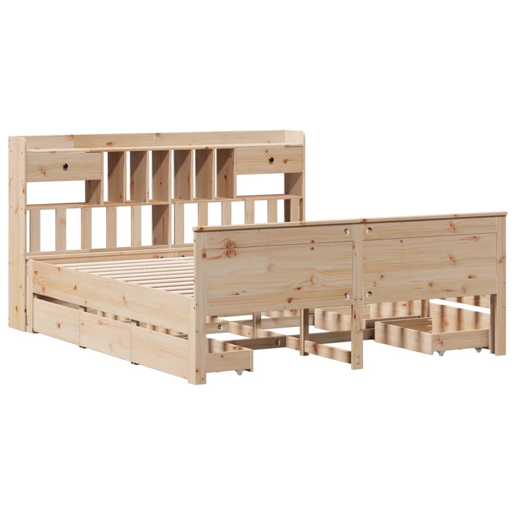 Bookcase Bed without Mattress 180x200 cm Super King Solid Wood Pine