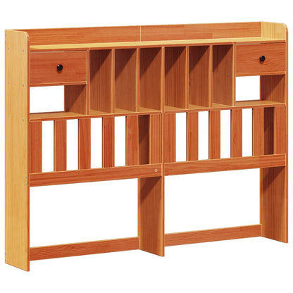 Bookcase Bed without Mattress Wax Brown 150x200 cm King Solid Wood Pine