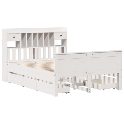 Bookcase Bed without Mattress White 140x200 cm Solid Wood Pine