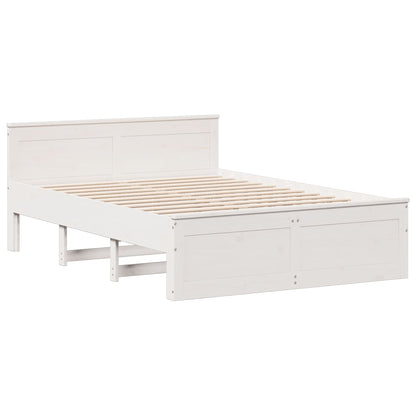 Bookcase Bed without Mattress White 140x200 cm Solid Wood Pine
