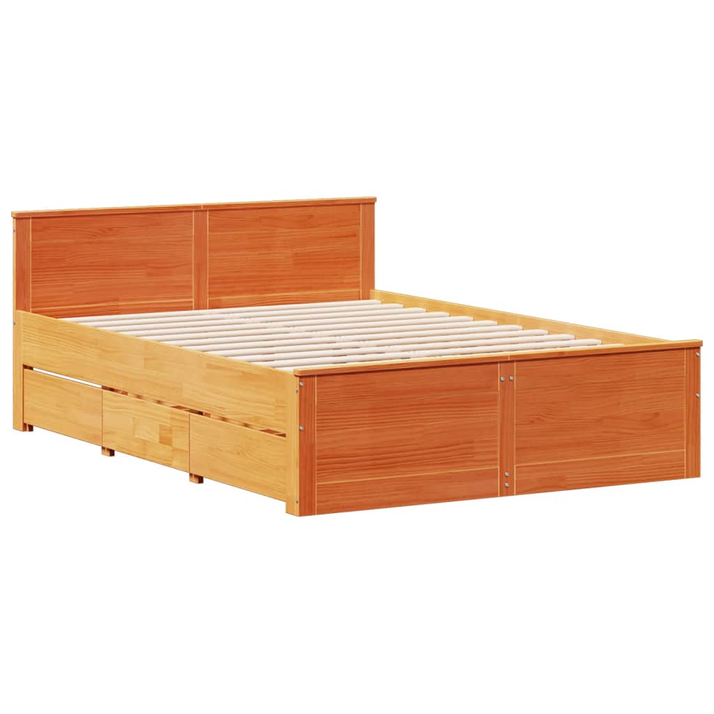 Bookcase Bed without Mattress Wax Brown 140x200 cm Solid Wood Pine