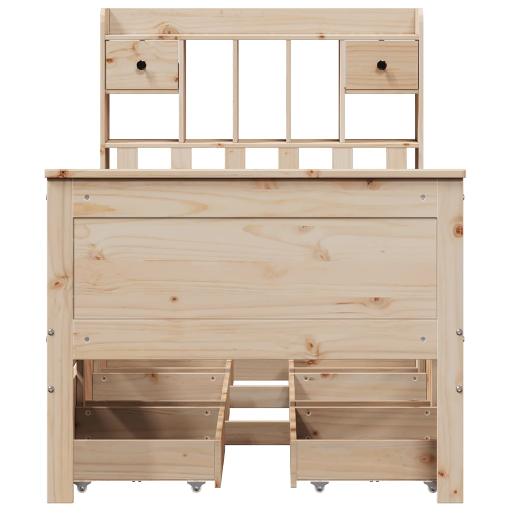 Bookcase Bed without Mattress 90x200 cm Solid Wood Pine