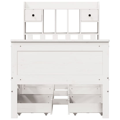 Bookcase Bed without Mattress White 90x200 cm Solid Wood Pine