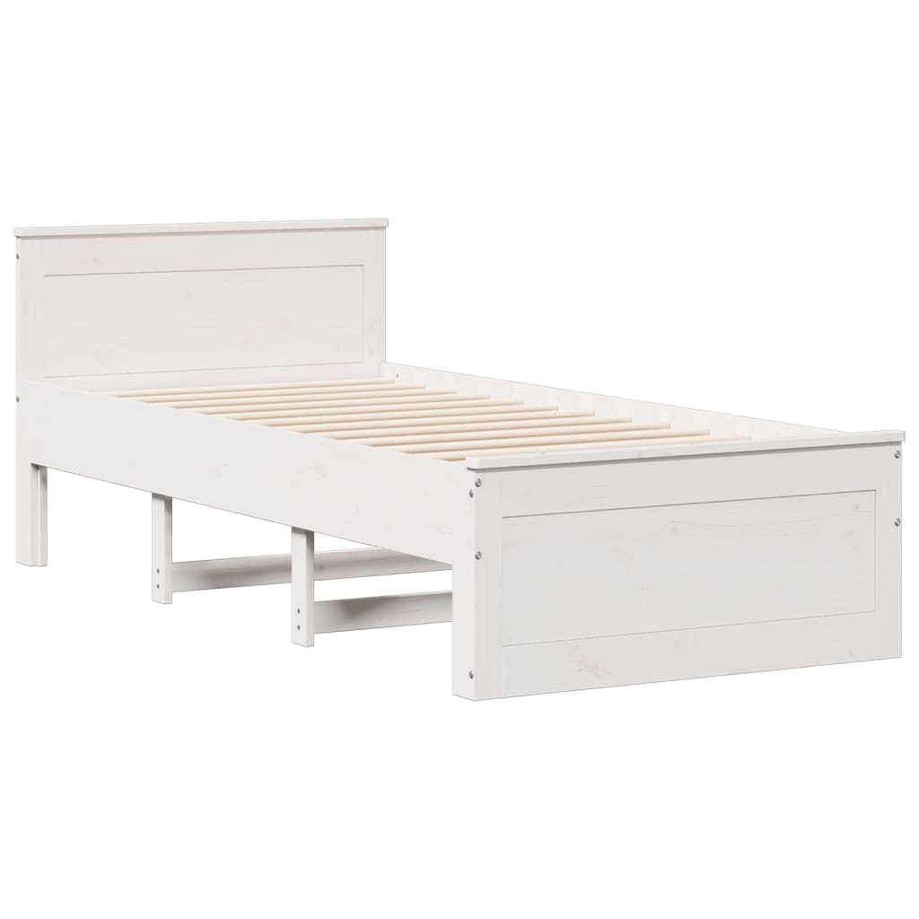 Bookcase Bed without Mattress White 90x200 cm Solid Wood Pine
