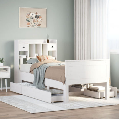 Bookcase Bed without Mattress White 90x200 cm Solid Wood Pine