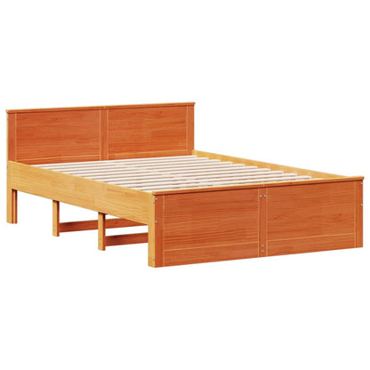 Bookcase Bed without Mattress Wax Brown 140x190 cm Solid Wood Pine