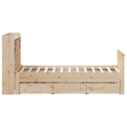 Bookcase Bed without Mattress 135x190 cm Double Solid Wood Pine