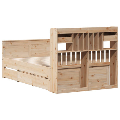 Bookcase Bed without Mattress 135x190 cm Double Solid Wood Pine