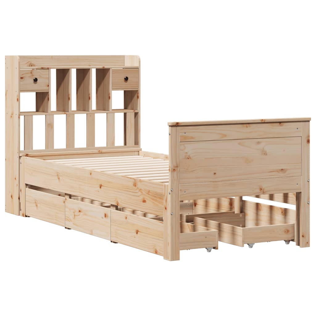 Bookcase Bed without Mattress 90x190 cm Single Solid Wood Pine