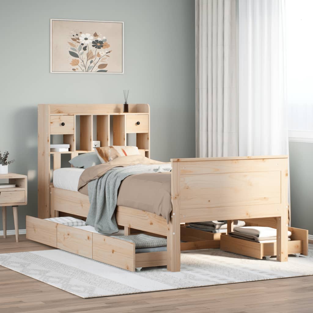 Bookcase Bed without Mattress 90x190 cm Single Solid Wood Pine