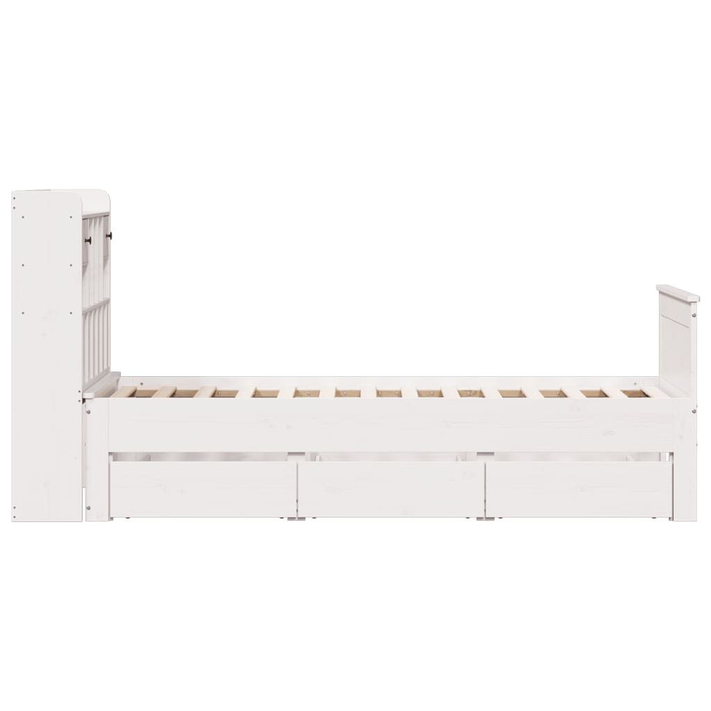 Bookcase Bed without Mattress White 90x190 cm Single Solid Wood Pine