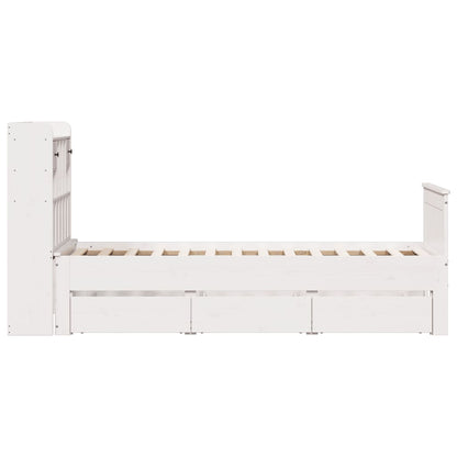 Bookcase Bed without Mattress White 90x190 cm Single Solid Wood Pine