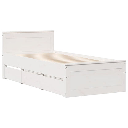 Bookcase Bed without Mattress White 90x190 cm Single Solid Wood Pine