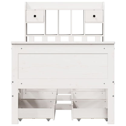 Bookcase Bed without Mattress White 75x190 cm Small Single Solid Wood Pine