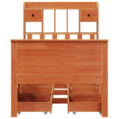 Bookcase Bed without Mattress Wax Brown 75x190 cm Small Single Solid Wood Pine