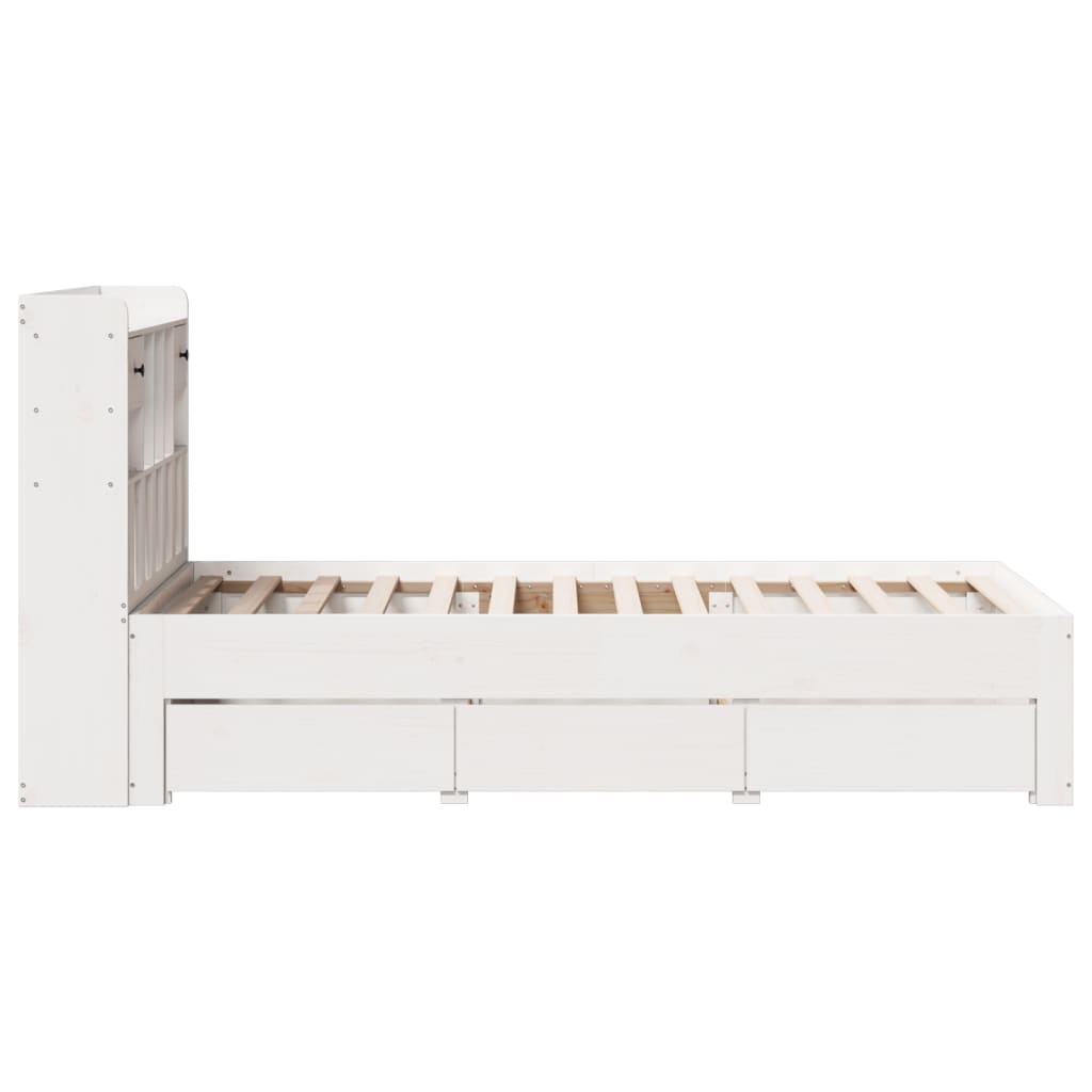 Bookcase Bed | White | Solid pinewood | 90x200 cm | Bookcase Bed
