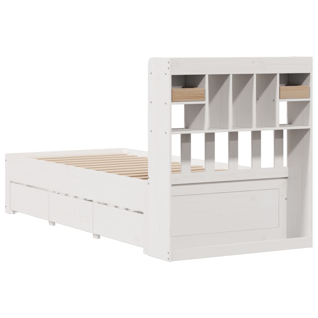Bookcase Bed | White | Solid pinewood | 90x200 cm | Bookcase Bed