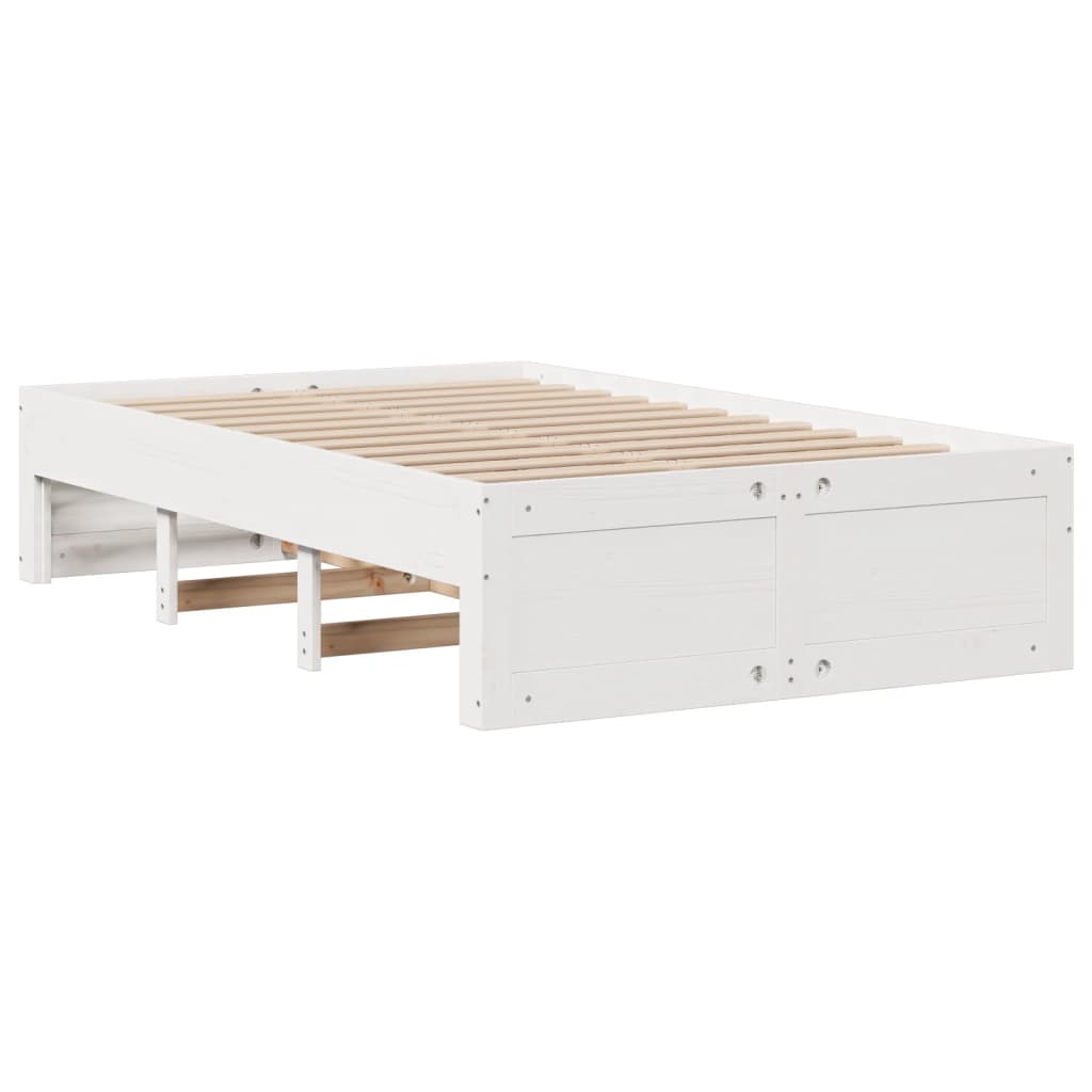Bookcase Bed without Mattress White 135x190 cm Double Solid Wood Pine