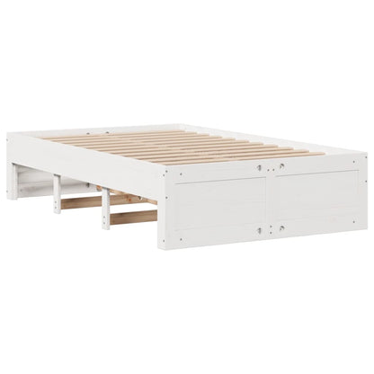 Bookcase Bed without Mattress White 135x190 cm Double Solid Wood Pine