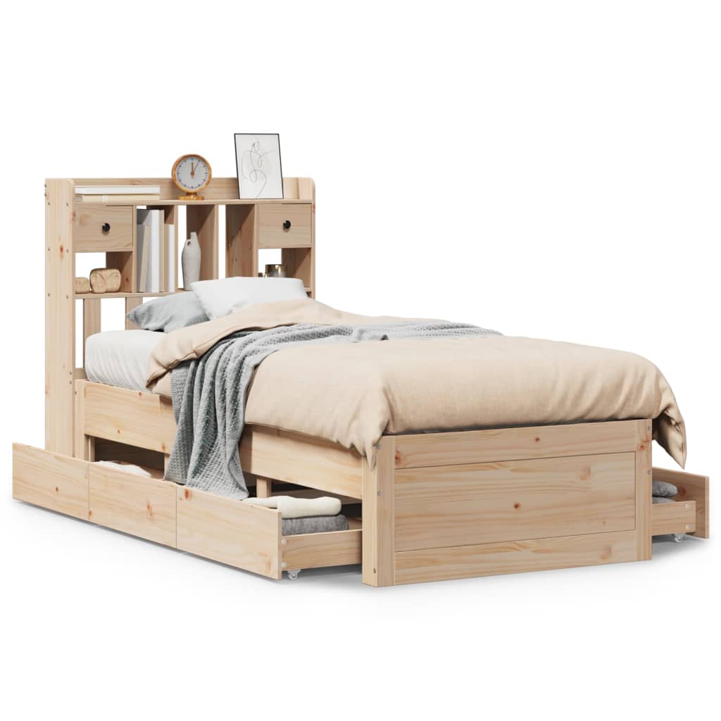 Bookcase Bed without Mattress 75x190 cm Small Single Solid Wood Pine