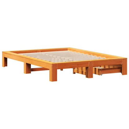 Bed Frame without Mattress Wax Brown 160x200 cm Solid Wood Pine