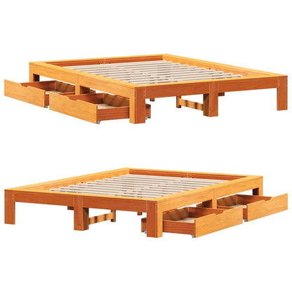 Bed Frame without Mattress Wax Brown 160x200 cm Solid Wood Pine