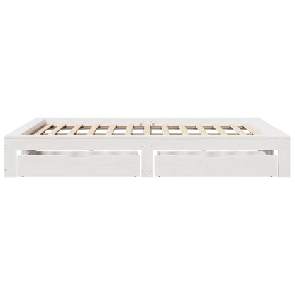 Bed Frame without Mattress White 150x200 cm King Size Solid Wood Pine