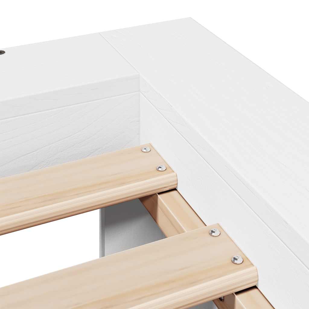Bed Frame without Mattress White 150x200 cm King Size Solid Wood Pine