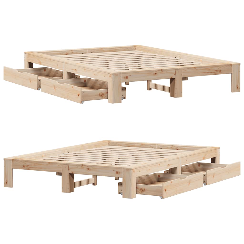 Bed Frame without Mattress 140x200 cm Solid Wood Pine