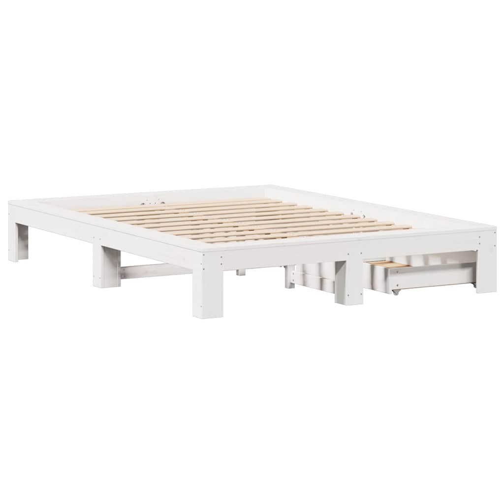 Bed Frame without Mattress White 140x200 cm Solid Wood Pine