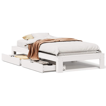 Bed Frame without Mattress White 100x200 cm Solid Wood Pine
