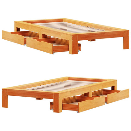 Bed Frame without Mattress Wax Brown 100x200 cm Solid Wood Pine