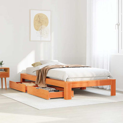 Bed Frame without Mattress Wax Brown 100x200 cm Solid Wood Pine