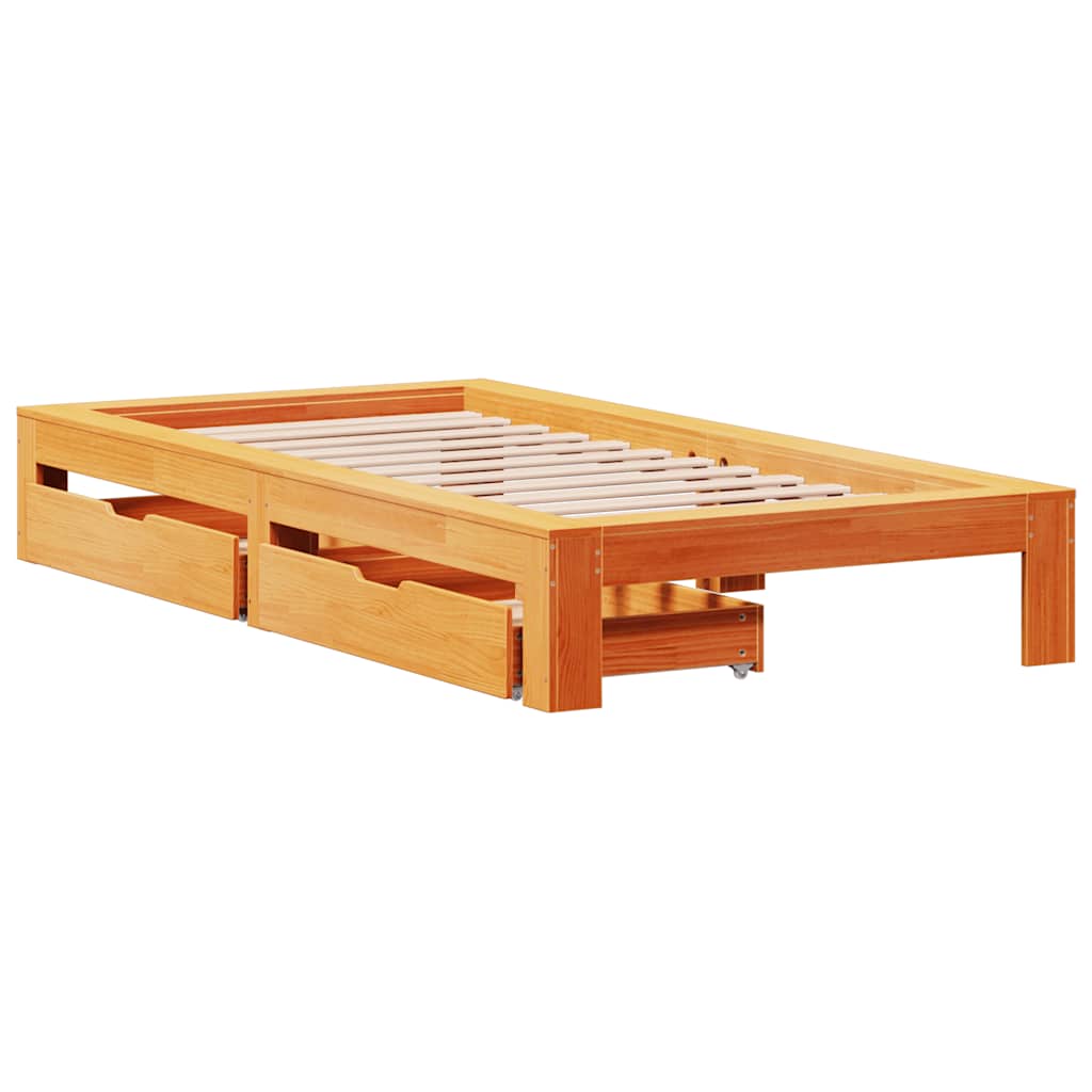 Bed Frame without Mattress Wax Brown 90x200 cm Solid Wood Pine