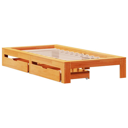 Bed Frame without Mattress Wax Brown 90x200 cm Solid Wood Pine