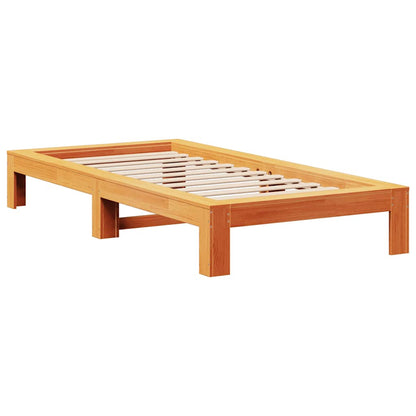 Bed Frame without Mattress Wax Brown 90x200 cm Solid Wood Pine