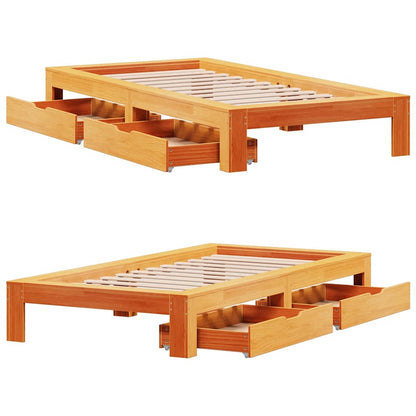 Bed Frame without Mattress Wax Brown 90x200 cm Solid Wood Pine