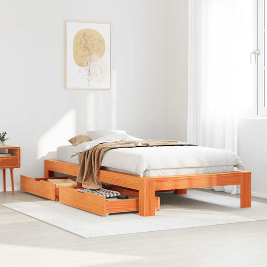 Bed Frame without Mattress Wax Brown 90x200 cm Solid Wood Pine