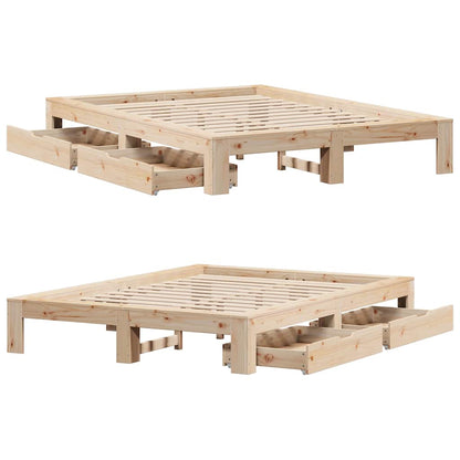 Bed Frame without Mattress 140x190 cm Solid Wood Pine