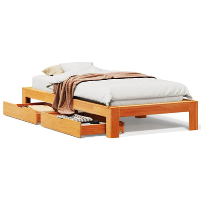 Bed Frame without Mattress Wax Brown 90x190 cm Single Solid Wood Pine