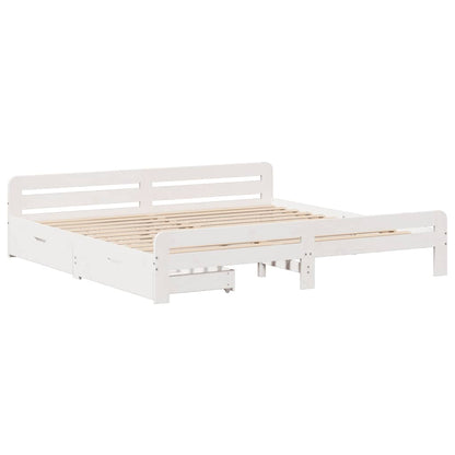 Bed Frame | White | Solid pinewood | 200x200 cm | Bed Frame | Rectangular