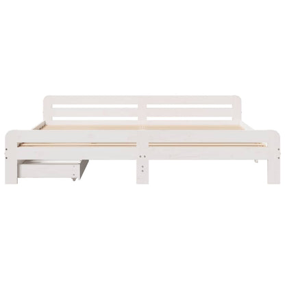 Bed Frame | White | Solid pinewood | 200x200 cm | Bed Frame | Rectangular