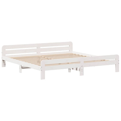 Bed Frame | White | Solid pinewood | 200x200 cm | Bed Frame | Rectangular