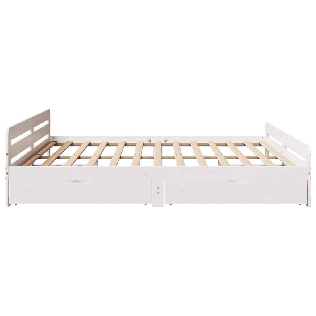 Bed Frame | White | Solid pinewood | 200x200 cm | Bed Frame | Rectangular